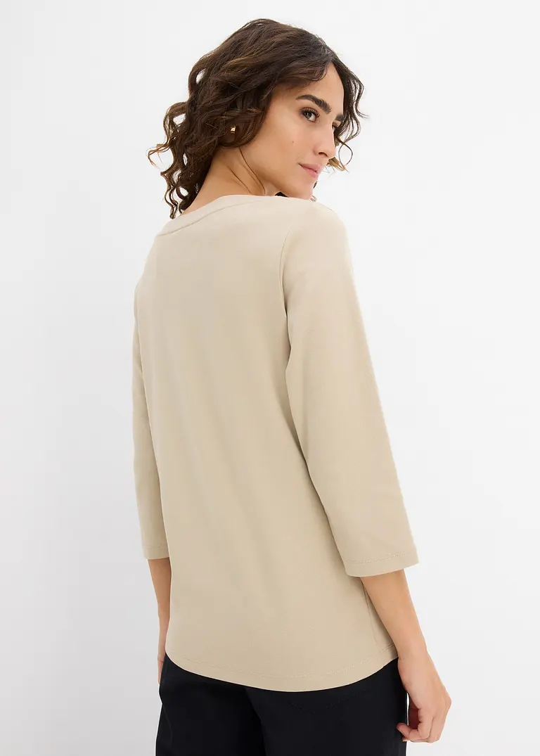 Bonprix Vielseitig Kombinierbares 3/4-Arm Shirt Aus Schwerer Bio-Baumwolle