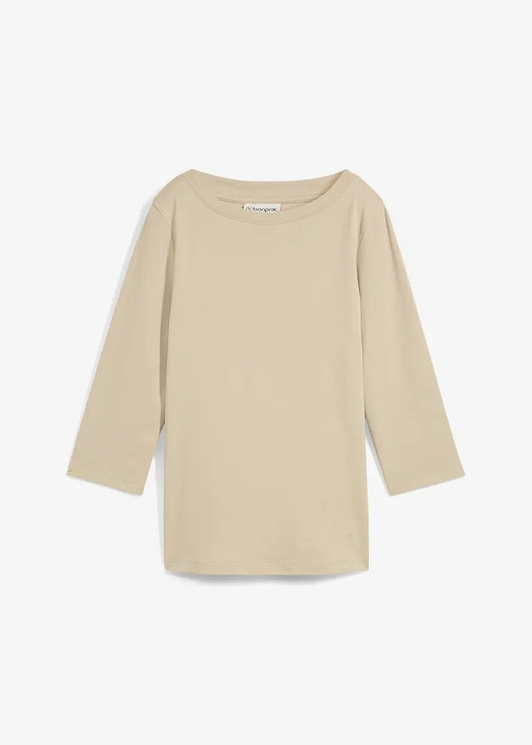 bonprix Vielseitig kombinierbares 3/4-Arm Shirt aus schwerer Bio-Baumwolle