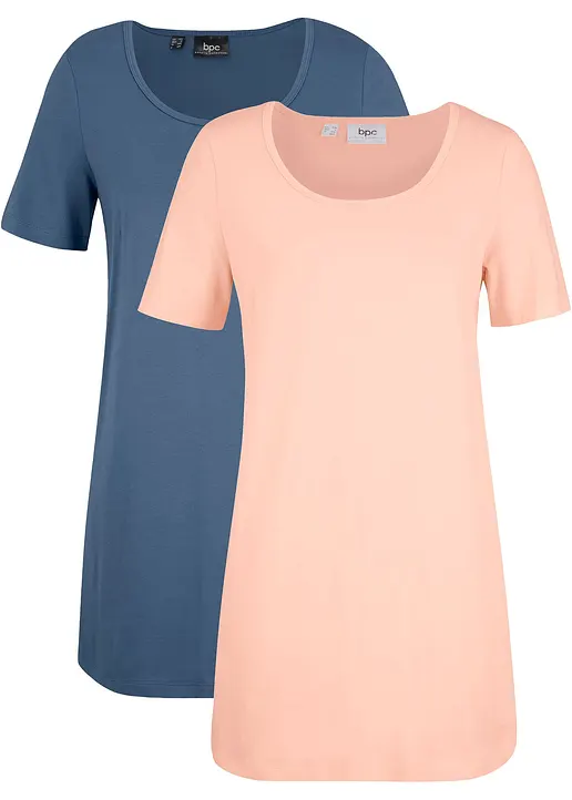 bonprix Vielseitig kombinierbares Basic-Long T-Shirt im 2er-Pack - Damen