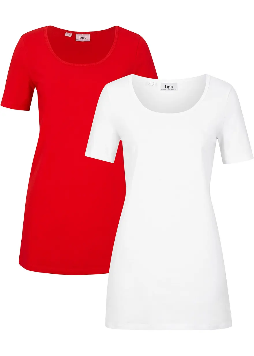 bonprix Vielseitig kombinierbares Basic-Long T-Shirt im 2er-Pack - Damen