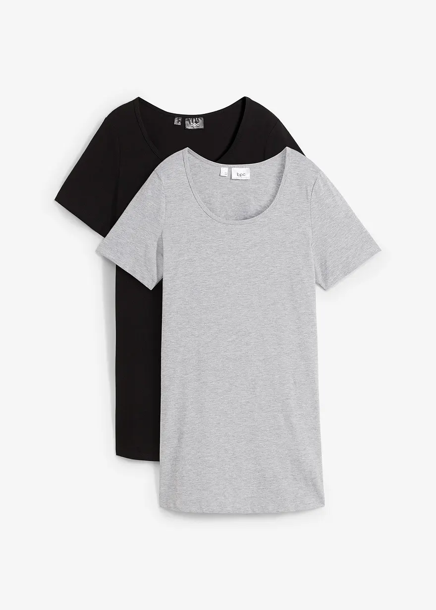 bonprix Vielseitig kombinierbares Basic-Long T-Shirt im 2er-Pack - Damen