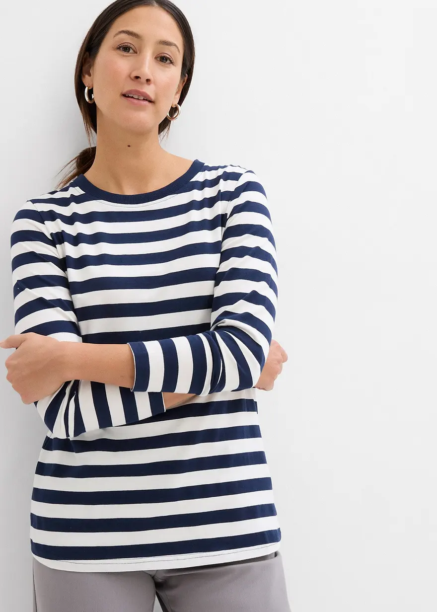 Bonprix Vielseitig Kombinierbares Langarmshirt - Blau - Damen