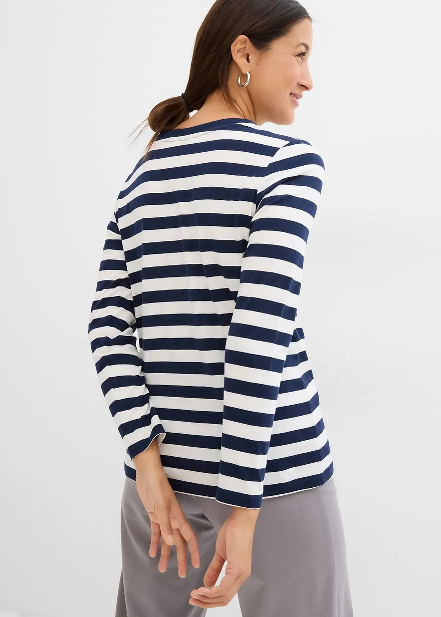 Bonprix Vielseitig Kombinierbares Langarmshirt - Blau - Damen