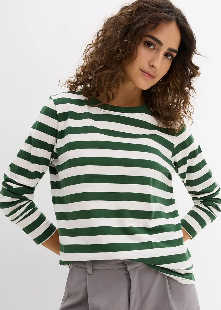Bonprix Vielseitig Kombinierbares Langarmshirt - Grün - Damen