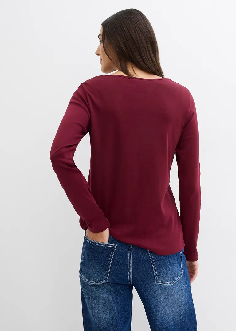 Bonprix Vielseitig Kombinierbares Langarmshirt - Rot - Damen