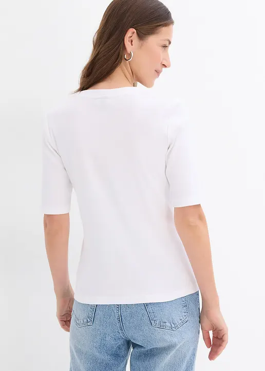 Bonprix Vielseitig Kombinierbares Rippshirt Mit V-Ausschnitt