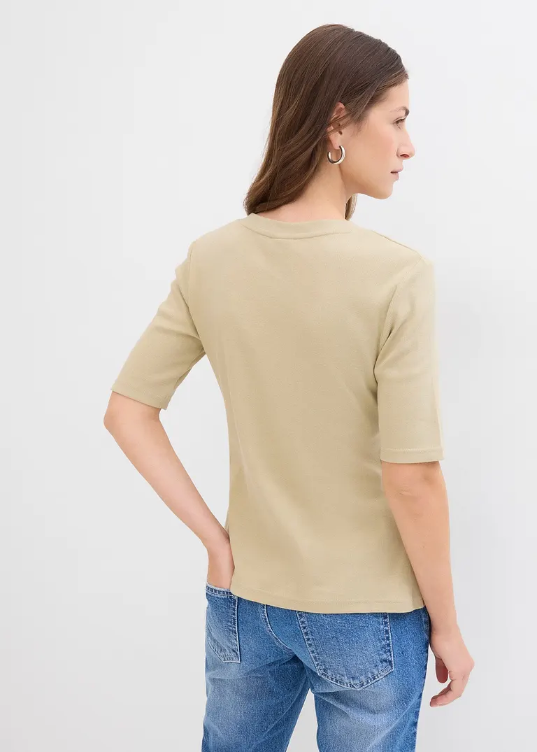 Bonprix Vielseitig Kombinierbares Rippshirt Mit V-Ausschnitt