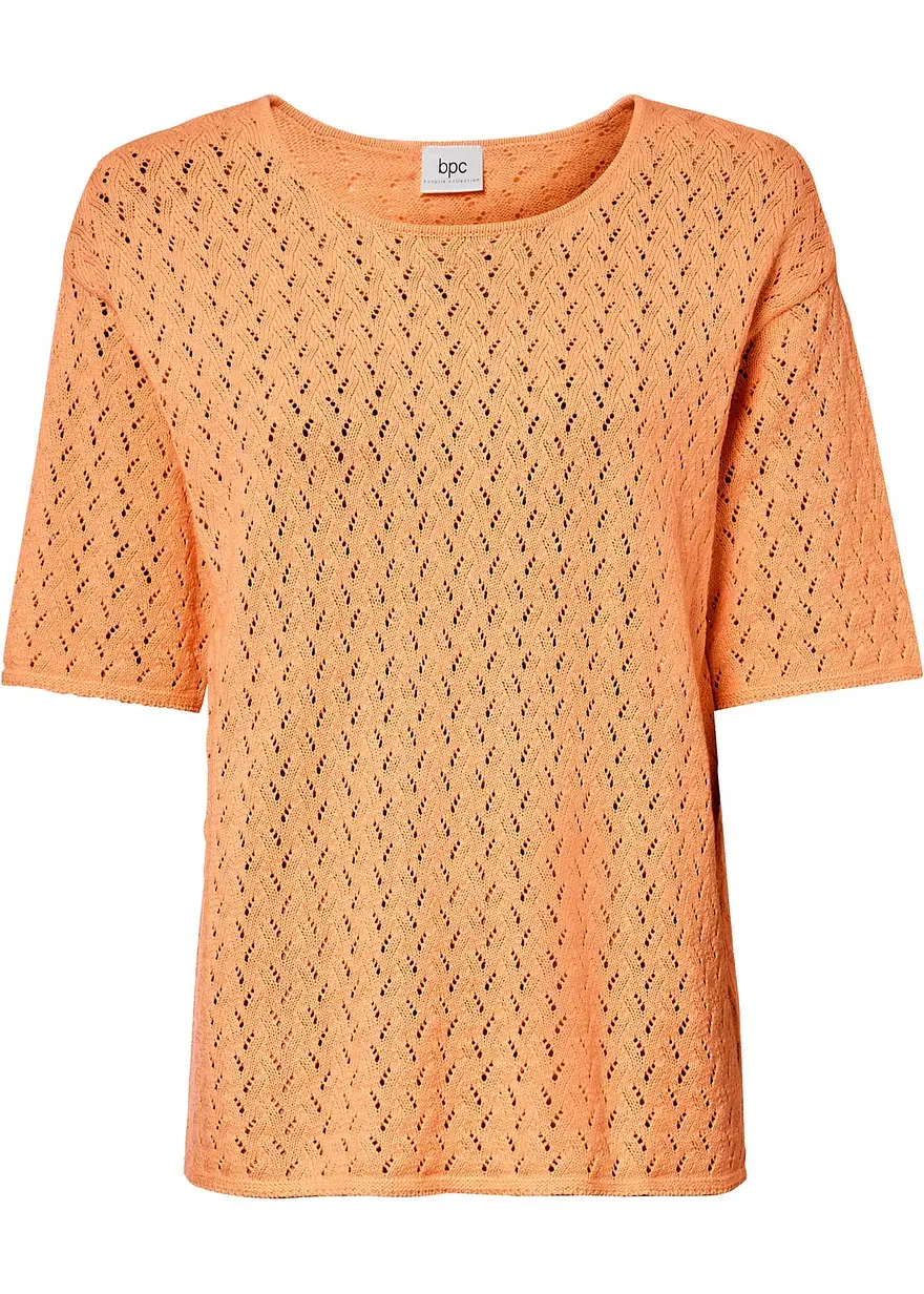 bonprix Vielseitig kombinierbares Strick-Shirt mit Leinen - orange