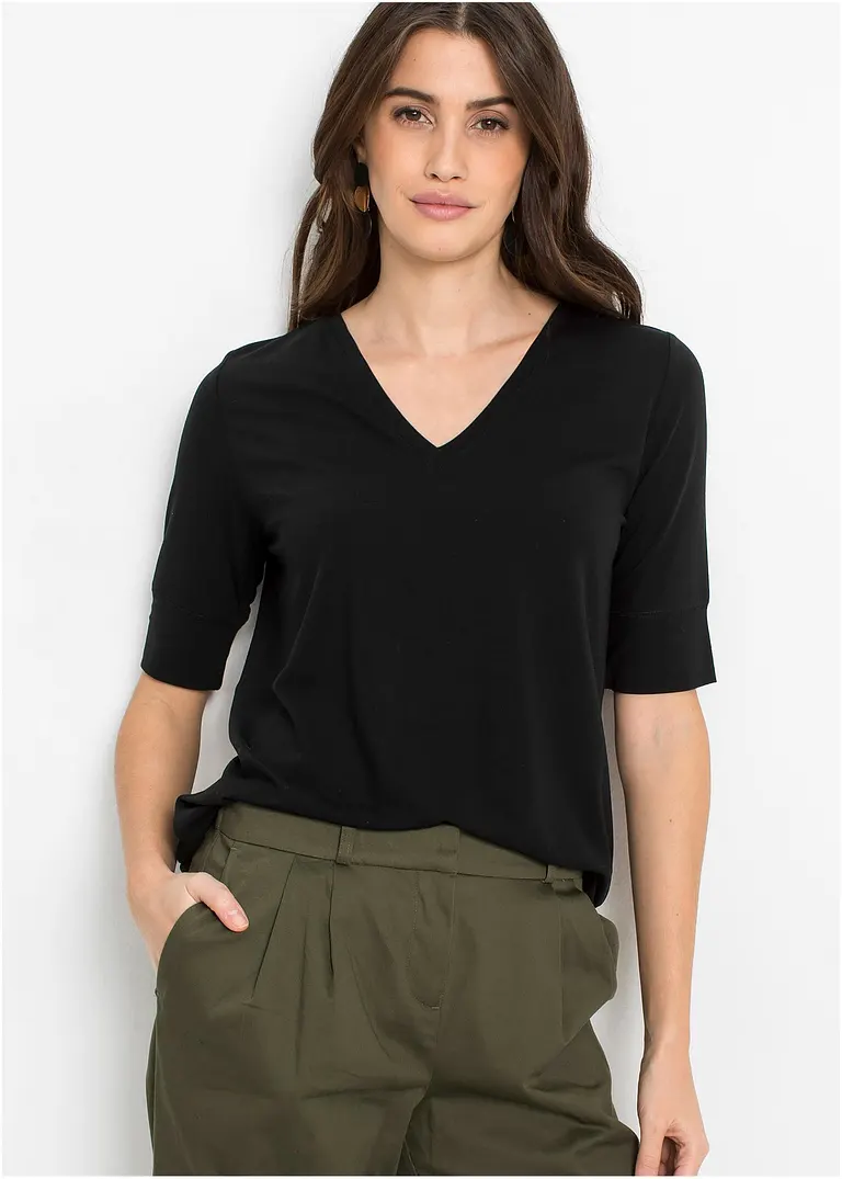 Bonprix Vielseitig Kombinierbares V-Shirt Aus Nachhaltiger Viskose
