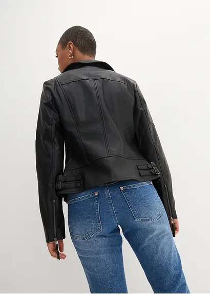 Bonprix Vielseitige Lederimitatjacke Im Bikerlook Mit Schnallen Im Hüftbereich