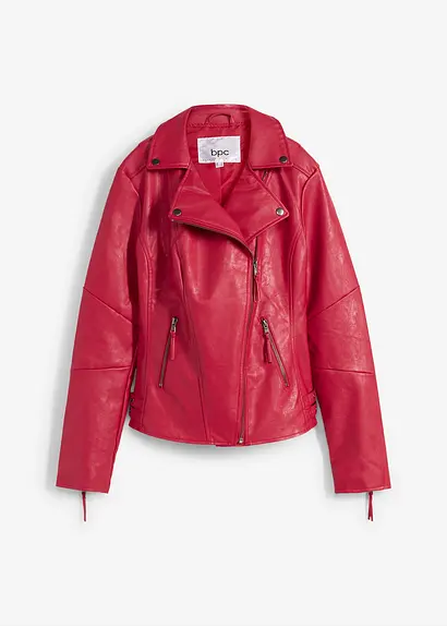 bonprix Vielseitige Lederimitatjacke im Bikerlook mit Schnallen im Hüftbereich