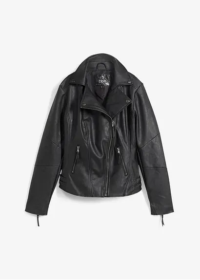 bonprix Vielseitige Lederimitatjacke im Bikerlook mit Schnallen im Hüftbereich