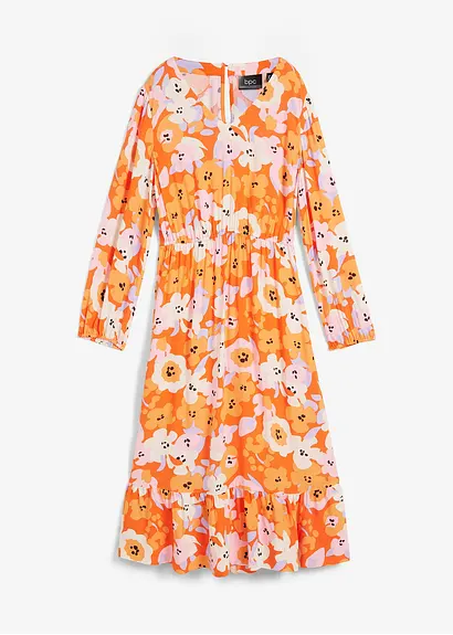 bonprix Viskose- Webkleid mit Taschen und V-Ausschnitt - orange