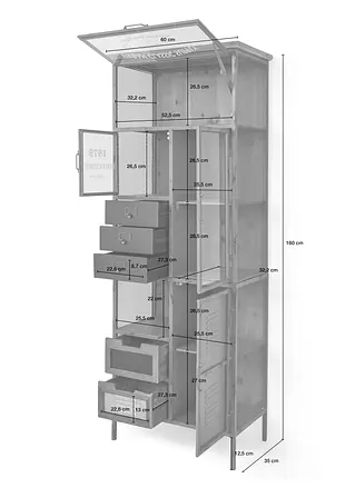Bonprix Vitrine Im Industrial Style - Beige - Wohnen & Garten