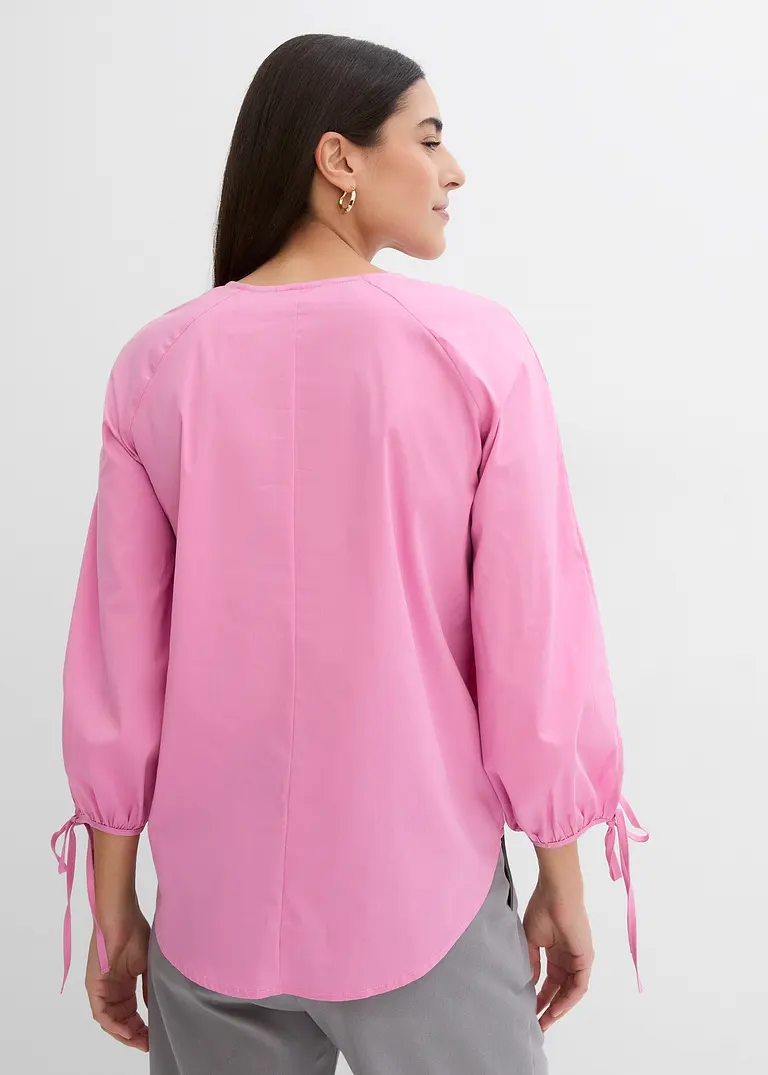 Bonprix Volumenbluse Mit Feinen Bindebändern Am Ausschnitt Und Ärmeln