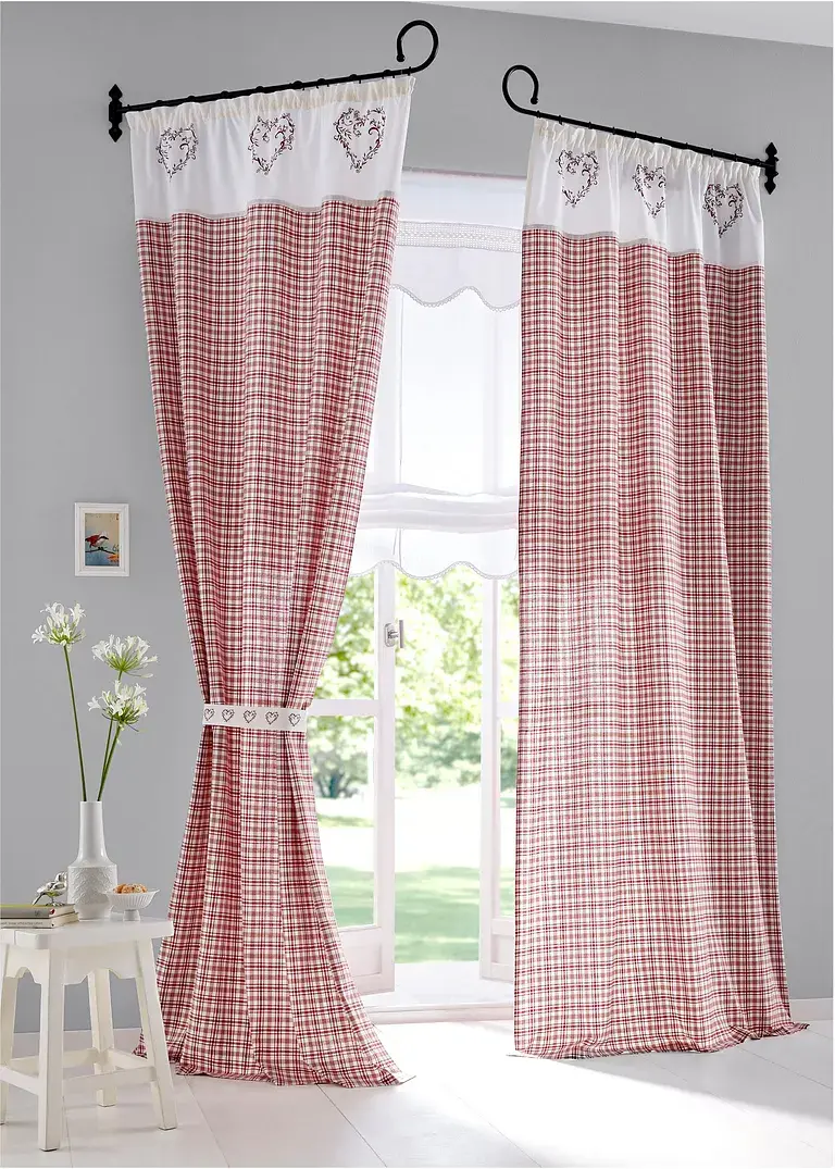 Bonprix Vorhang Im Klassischem Landhausstil - Rot Kräuselband