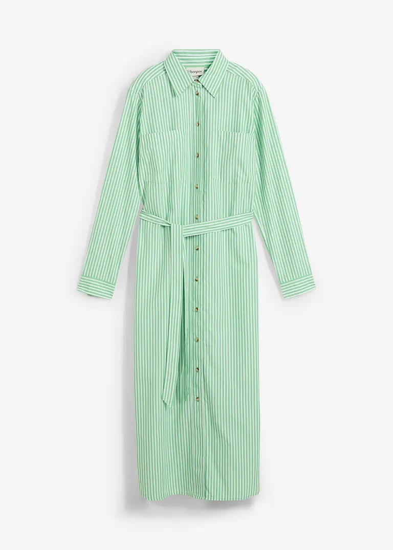 bonprix Wadenlanges Hemdblusenkleid aus einem luftigen Baumwollstoff