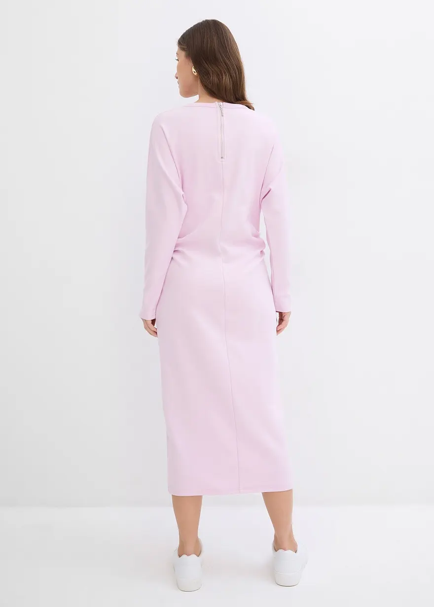Bonprix Wadenlanges Kleid Mit Faltendetails An Der Taille - Lila - Damen