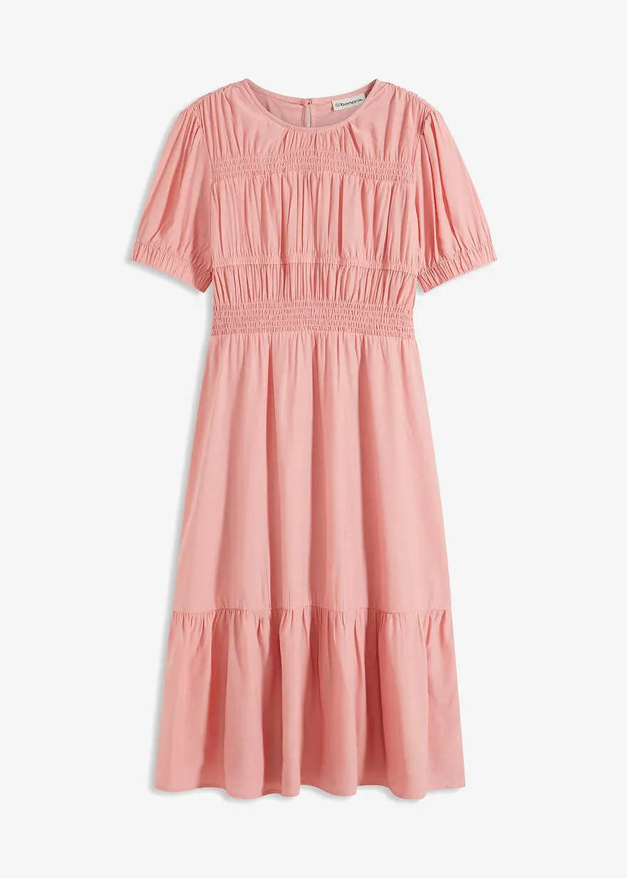 bonprix Wadenlanges Kleid mit leicht ausgestelltem Rockteil und gerafftem Halsausschnitt