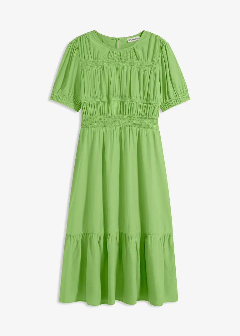 bonprix Wadenlanges Kleid mit leicht ausgestelltem Rockteil und gerafftem Halsausschnitt