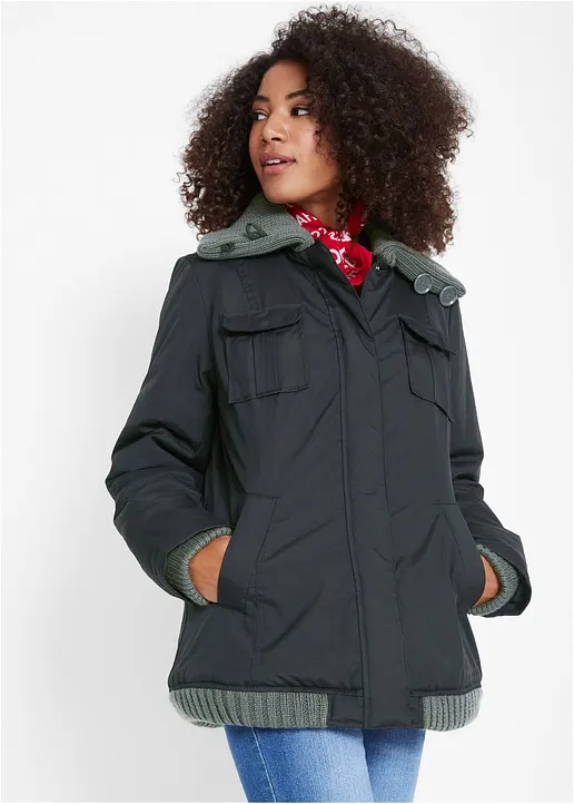Bonprix Warm Gefütterte Winterjacke Mit Angesagten Strick-Details - Damen