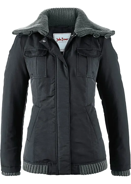 bonprix Warm gefütterte Winterjacke mit angesagten Strick-Details - Damen