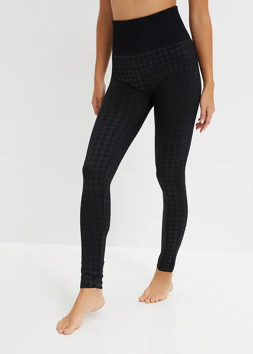 Bonprix Wärmende Thermoleggings Mit Pepita Muster - Schwarz