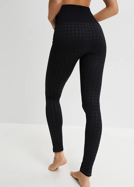Bonprix Wärmende Thermoleggings Mit Pepita Muster - Schwarz