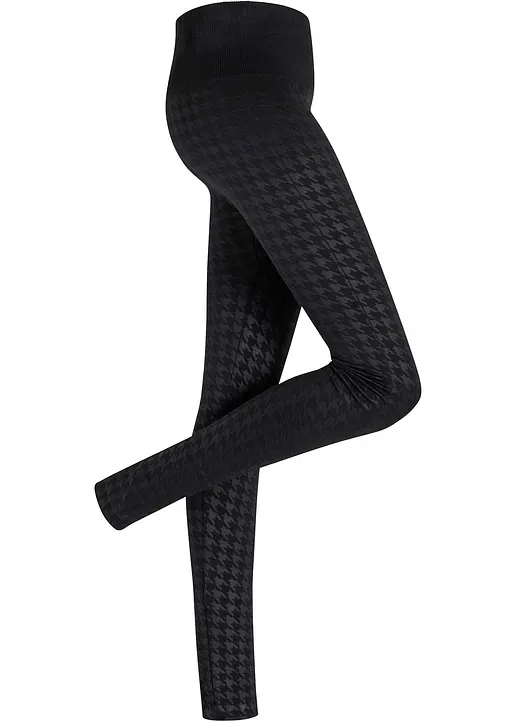 bonprix Wärmende Thermoleggings mit Pepita Muster - schwarz