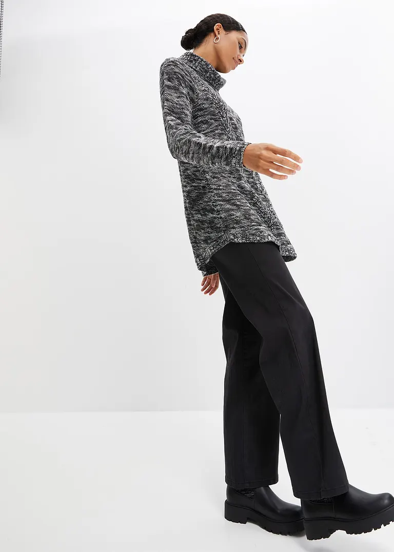 Bonprix Warmer Pullover Mit Rollkragen Umspielt Die Hüfte - Grau - Damen