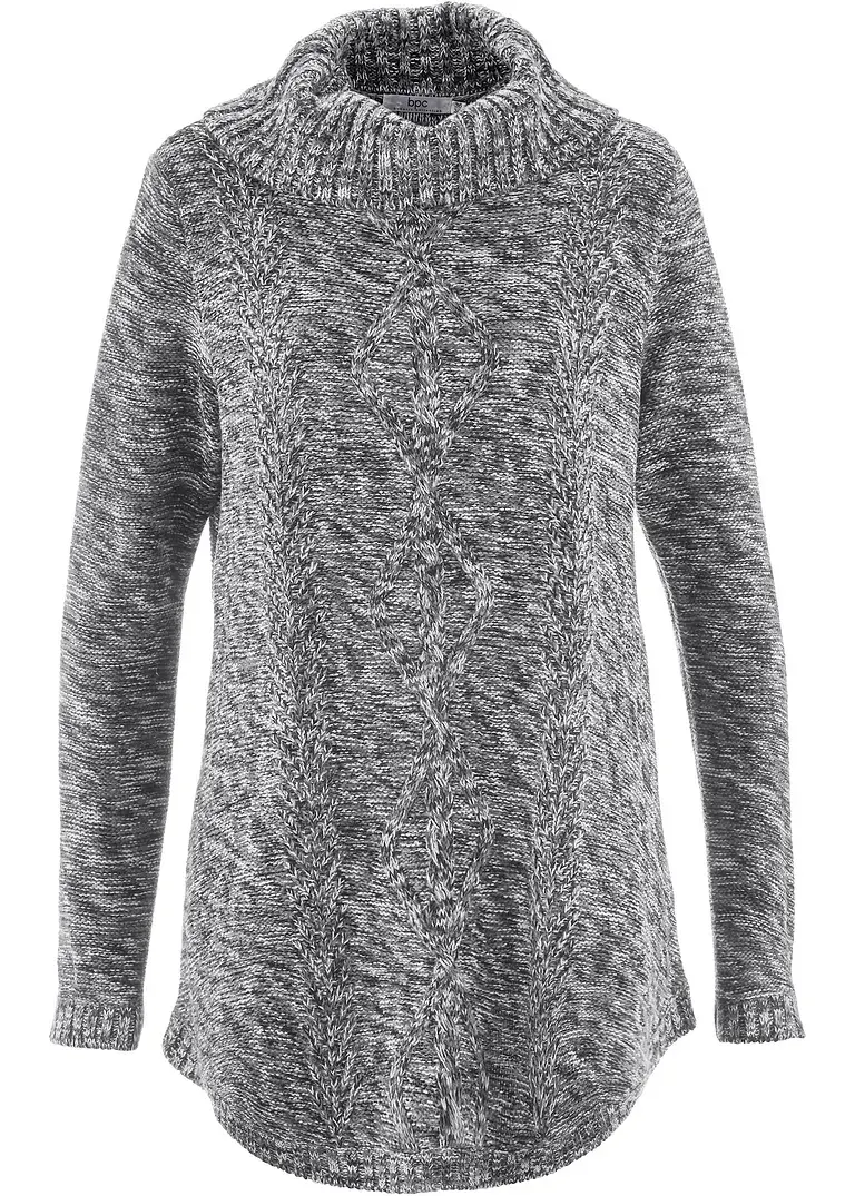 bonprix Warmer Pullover mit Rollkragen umspielt die Hüfte - grau - Damen