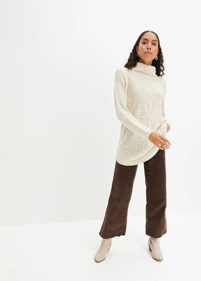 Bonprix Warmer Pullover Mit Rollkragen Umspielt Die Hüfte - Weiß - Damen
