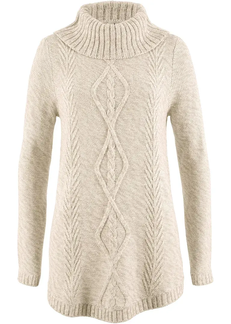 bonprix Warmer Pullover mit Rollkragen umspielt die Hüfte - weiß - Damen