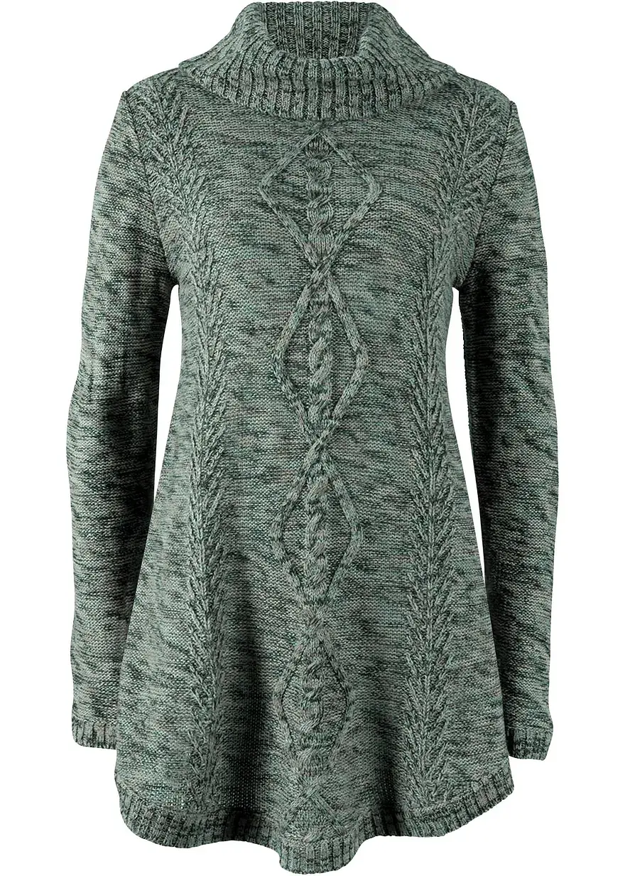 bonprix Warmer Pullover mit Rollkragen umspielt die Hüfte - grün - Damen