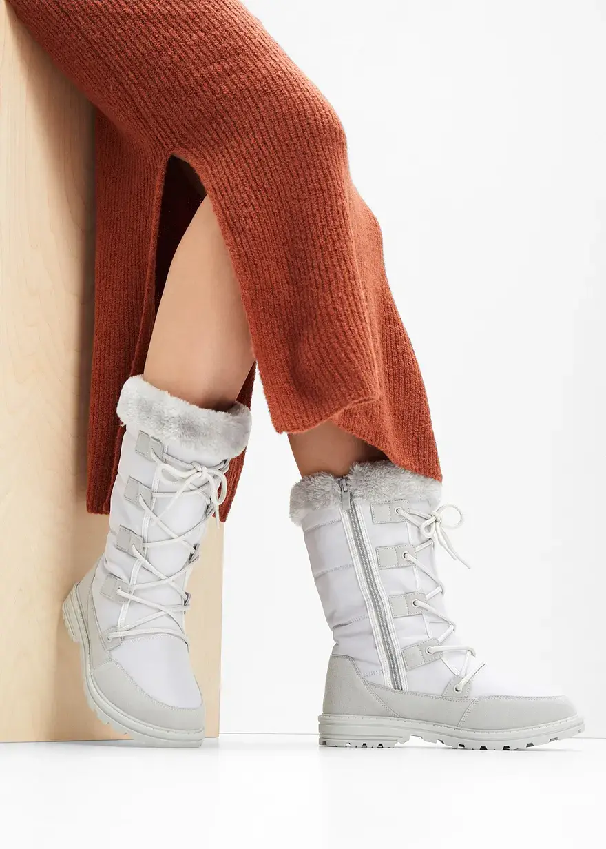 Bonprix Warmer Winter Schnür Boot Mit Profilierter Laufsohle - Grau