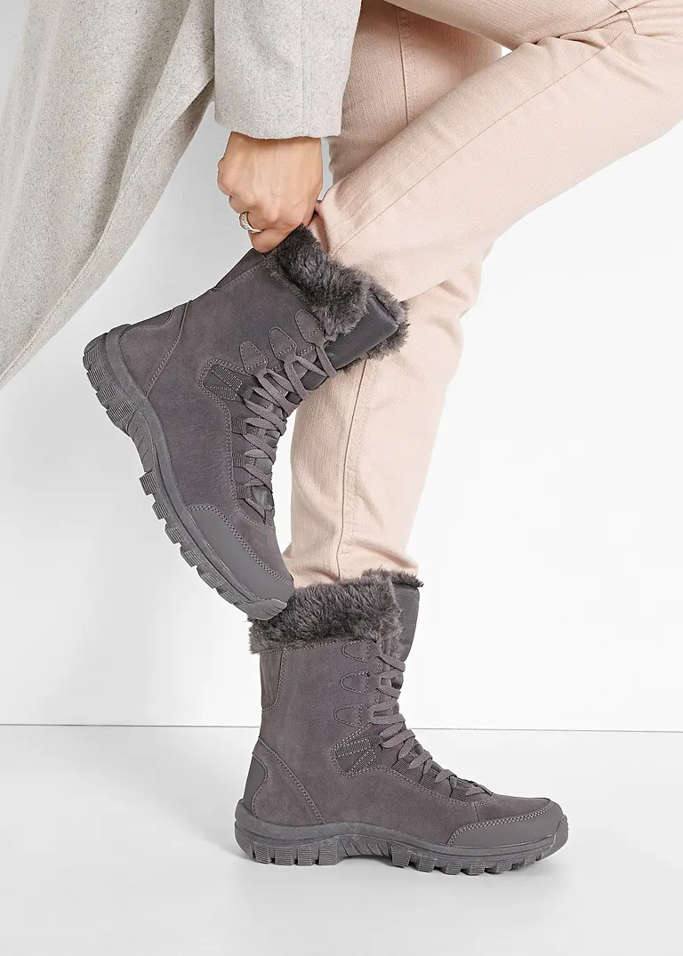 Bonprix Warmer Winter Schnür Boot Mit Tex-Membran - Grau