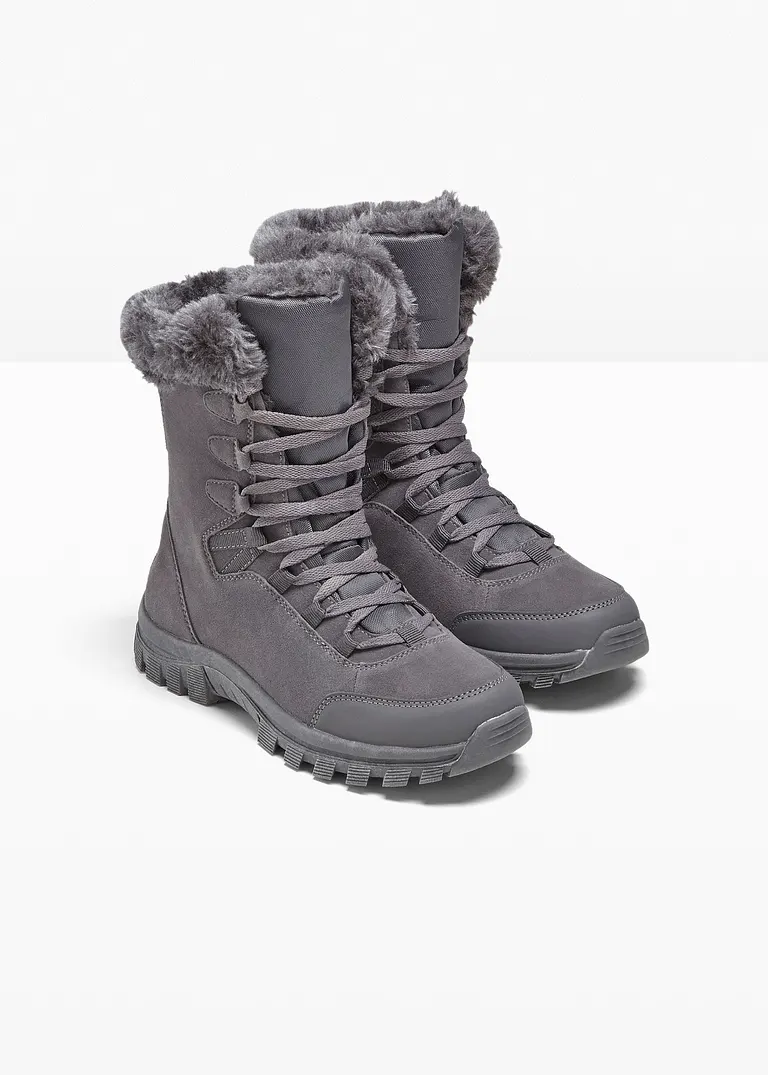 Bonprix Warmer Winter Schnür Boot Mit Tex-Membran - Grau