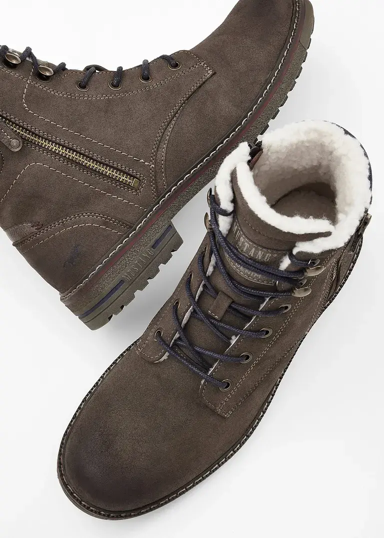 Bonprix Warmgefütterter Schnür Boot Von Mustang - Braun
