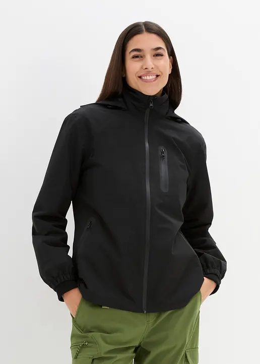 Bonprix Wasserdichte Übergangsjacke Weit Geschnitten - Schwarz