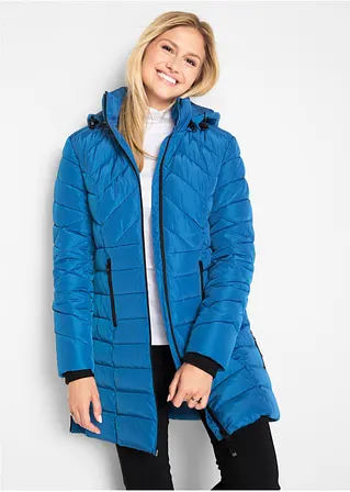 Bonprix Wattierte Steppjacke In Schöner Long-Form - Blau