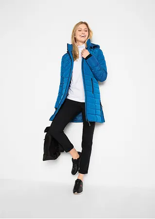 Bonprix Wattierte Steppjacke In Schöner Long-Form - Blau