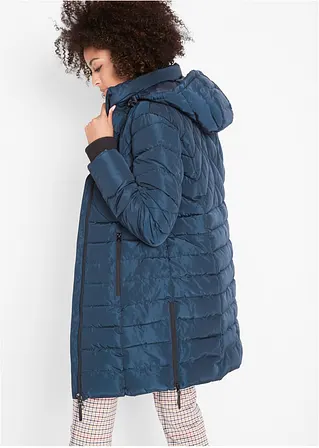Bonprix Wattierte Steppjacke In Schöner Long-Form - Blau