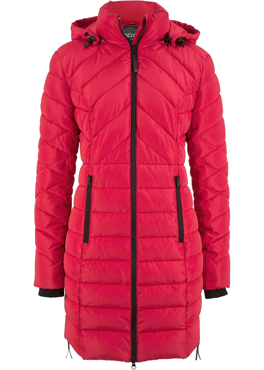 bonprix Wattierte Steppjacke in schöner Long-Form - rot - Damen