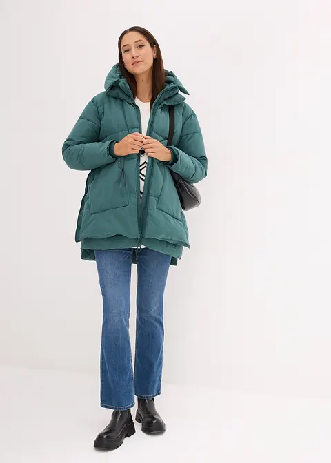 Bonprix Wattierte Winterjacke Mit Kapuze Und Taschen - Grün