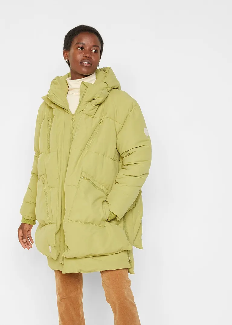 Bonprix Wattierte Winterjacke Mit Kapuze Und Taschen - Grün