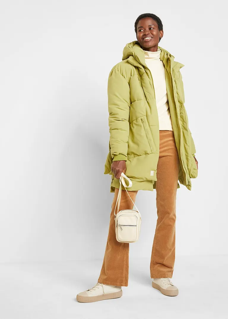 Bonprix Wattierte Winterjacke Mit Kapuze Und Taschen - Grün