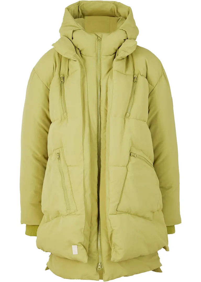 bonprix Wattierte Winterjacke mit Kapuze und Taschen - grün