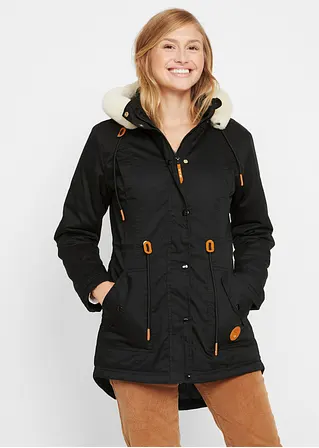 Bonprix Wattierter Parka Mit Kapuze Abnehmbarer Fellimitat-Besatz