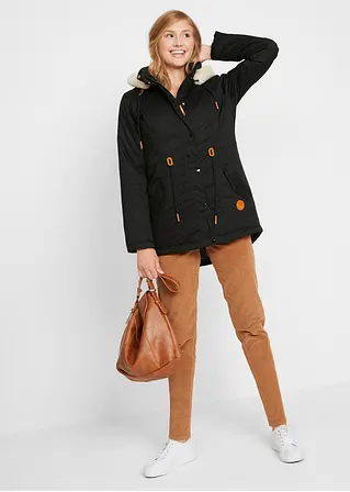 Bonprix Wattierter Parka Mit Kapuze Abnehmbarer Fellimitat-Besatz