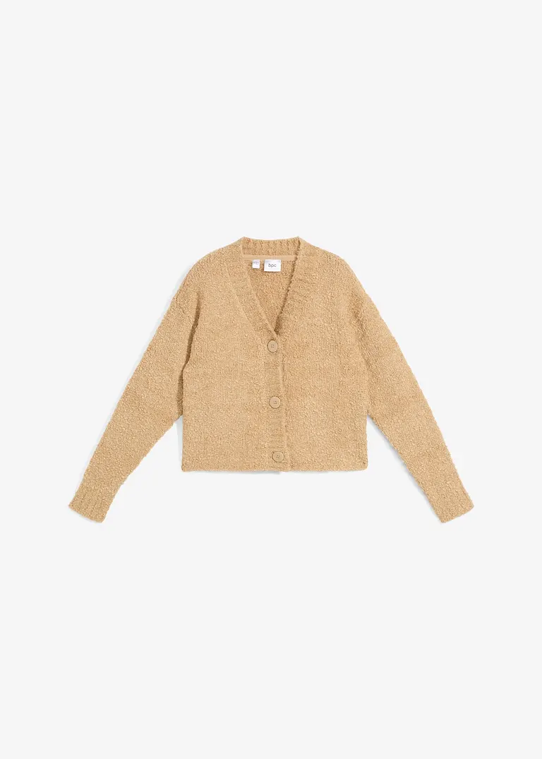 bonprix Weiche Mädchen Strickjacke aus Bouclé - beige - Kinder